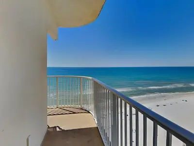 a balcony with a view of the beach at Shores of Panama #1129 in Panama City Beach
