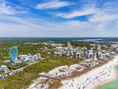 an aerial view of the beach at the resort at Inlet Dunes #102 in Inlet Beach