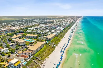 an aerial view of the beach and the ocean at HP 325 Sandy Bottoms by 30A Escapes in Rosemary Beach