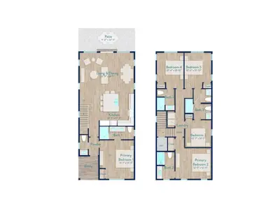 a rendering of the floor plans of the proposed apartment building at Margaritaville Beach Cottage Resort Panama City Beach in Panama City Beach