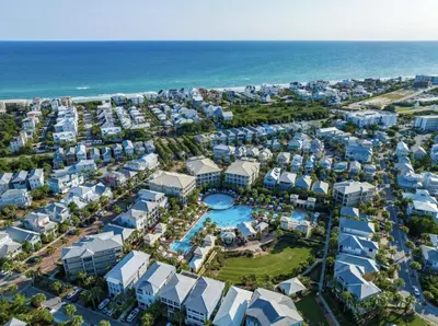 an aerial view of the resort with the ocean in the background at Endless Summer Nights at Seacrest in Inlet Beach