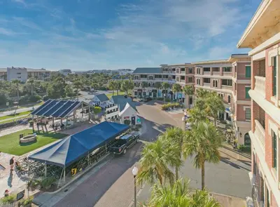 an overhead view of a street in a city at Newly Renovated Village Condo! Easy Beach & Pool Access! in Rosemary Beach