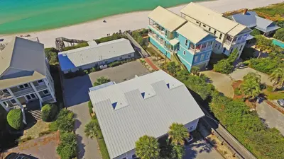 an overhead view of a house next to the beach at Gulf Front, Stunning Views! Newly Renovated! Dolphin Watch #1 in Seacrest
