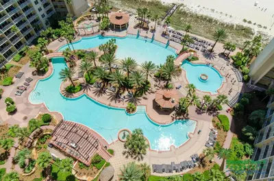 an overhead view of a pool at a resort at Shores of Panama 1520 'Thirsty Turtle' in Panama City Beach