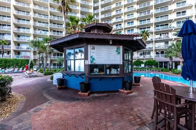 a drink kiosk in front of a building at Shores of Panama 1520 'Thirsty Turtle' in Panama City Beach