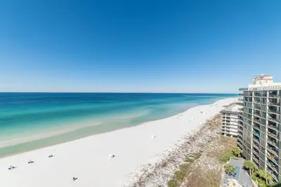 a view of the beach and the ocean at Edgewater 2-1202 'Shore Fun Penthouse' in Panama City Beach