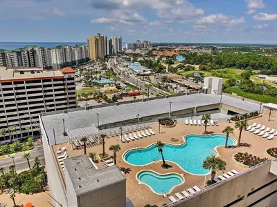 an aerial view of a resort with a swimming pool at Laketown Wharf 816 'Tasty Waves PCB' in Panama City Beach