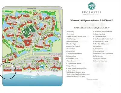 a screenshot of a map of a resort at Edgewater W208 Beach Bungalow Bliss in Panama City Beach