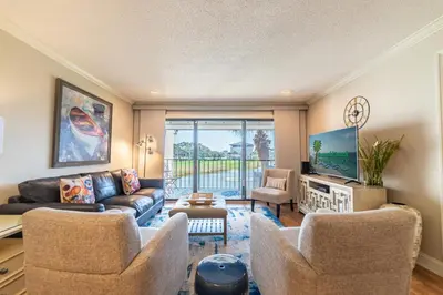 a living room with a couch and chairs at Edgewater Villa 1510 'Beach & Golf' in Panama City Beach