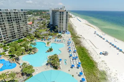 an aerial view of a resort and the beach at Edgewater Villa 2205 'Turtle Dunes' in Panama City Beach