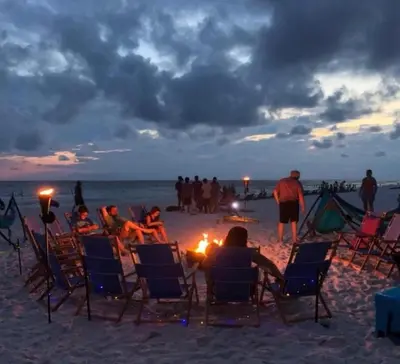 a group of people sitting in chairs on the beach at Commodore 1309 'Paradise Pass' in Panama City Beach