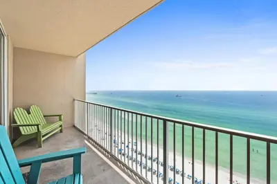 a balcony with a view of the ocean at Tidewater Beach Resort #1110 by Book That Condo in Panama City Beach