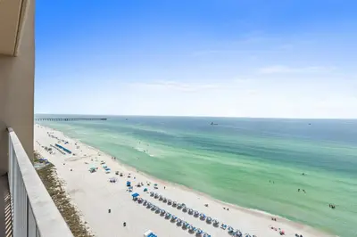 a view of the beach from a building at Tidewater Beach Resort #1110 by Book That Condo in Panama City Beach
