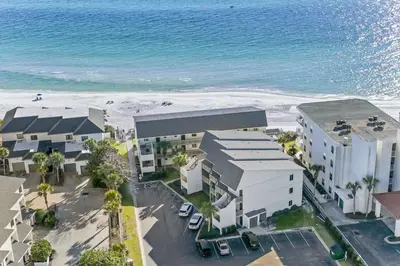 an aerial view of the beach and buildings at Beachside 10 in Santa Rosa Beach