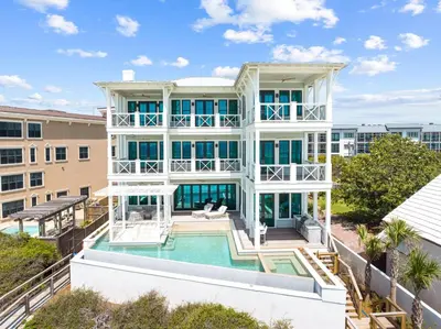 an aerial view of a house with a swimming pool at Del mar 30A in Seacrest
