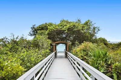 a wooden boardwalk leading to a tunnel in the middle of avisorvisorvisor at One Seagrove Place 1406 in Santa Rosa Beach