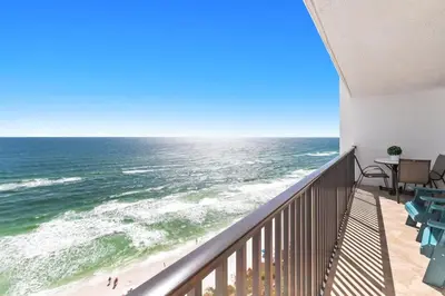 a balcony with a view of the ocean at One Seagrove Place 1407 in Santa Rosa Beach