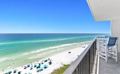 a view of the beach from the balcony of a condo at One Seagrove Place 1106 in Santa Rosa Beach