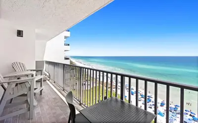 a balcony with a view of the beach and the ocean at One Seagrove Place 1008 in Santa Rosa Beach