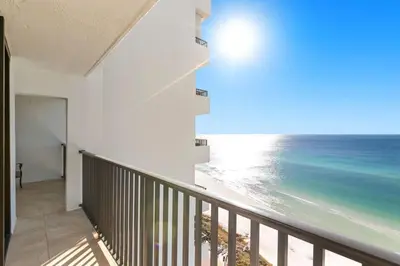 a balcony with a view of the beach at One Seagrove Place 1505 in Santa Rosa Beach