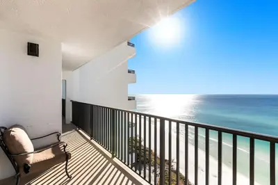a balcony with a view of the beach at One Seagrove Place 1505 in Santa Rosa Beach