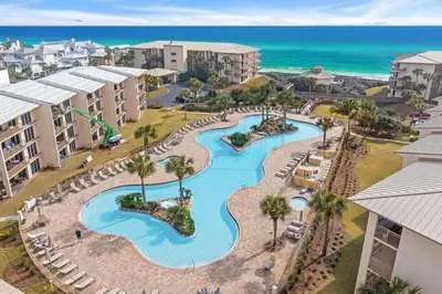 an aerial view of the water park at the resort at High Pointe Resort 232 in Santa Rosa Beach