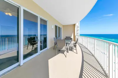 a balcony with a view of the ocean at Ocean Villa 2004 by Emerald Coast Retreats Unit in Panama City Beach