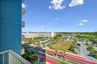 a view from a balcony of a building and a street at 601 Grandview East in Panama City Beach