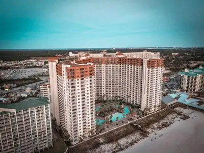 an aerial view of a city with tall buildings at 930 Shores Of Panama in Panama City Beach