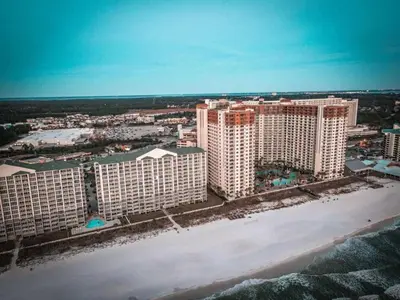 an aerial view of a city with tall buildings at 930 Shores Of Panama in Panama City Beach