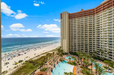 a view of the hotel and the beach at Shores of Panama #1027 by Nautical Properties in Panama City Beach