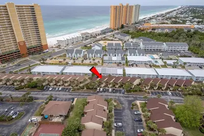 a view of a resort with a red arrow at Portside 2SG- Seabreeze Townhome by Emerald Coast Retreats in Panama City Beach