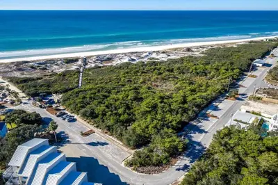 an aerial view of the beach and the ocean at New-Walk To Beach - Private Heated Pool in Inlet Beach