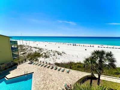 a view of a beach and the ocean at Pelican Walk 404 in Panama City Beach