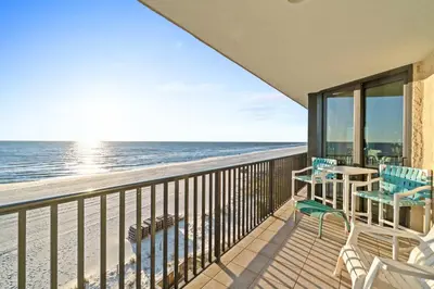 a balcony with a view of the ocean at Pelican Walk 406 in Panama City Beach