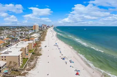an aerial view of a beach and the ocean at Gulfgate 201 in Panama City Beach