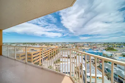 a balcony with a view of a city at Treasure Island 0901 in Panama City Beach