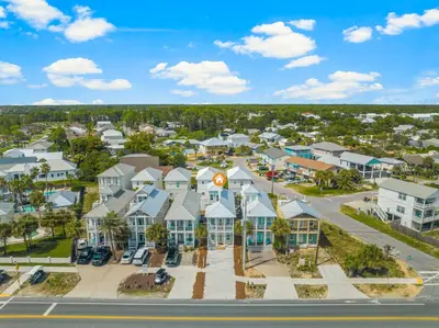 an aerial view of a resort at 22704 Front Beach Road | Ocean Breeze in Panama City Beach