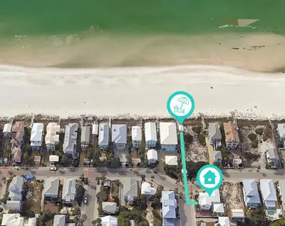an overhead view of a parking lot next to the beach at Relax Awhile - Carriage House in Panama City Beach