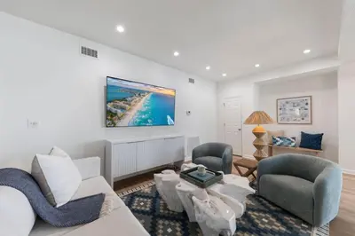 a living room with a couch and two chairs at Happy to Sea You, Beach Access, Private Pool, Yard, Patio, Deck in Inlet Beach