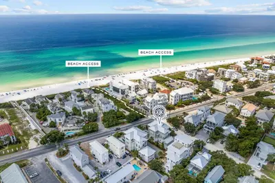 an aerial view of the beach and the ocean at One Second Away in Santa Rosa Beach