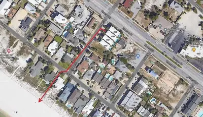 a map of a city with a road and buildings at Seaside Serenity in Panama City Beach
