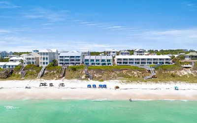 an aerial view of a beach with a resort at Into the Mystic by Oversee 30A in Seacrest