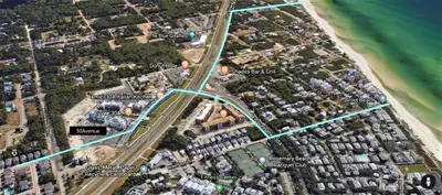 a map of a city with buildings and the ocean at Sea Bliss Cottage by Oversee 30A in Inlet Beach