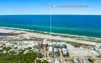 an aerial view of the beach and the ocean at Tucked-Away at Inlet Beach by Oversee 30A in Inlet Beach