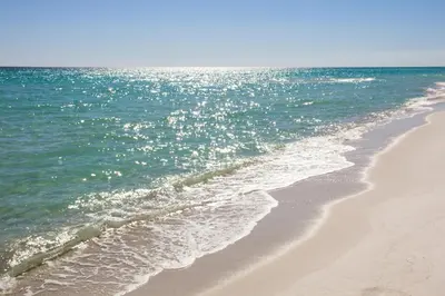 a sandy beach with the ocean in the background at EPIC Beach House with Private Pool, 175 ft to the BEACH, U Gotta See It! in Panama City Beach