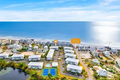 an aerial view of a city next to the ocean at Beachside Villas 832 in Santa Rosa Beach