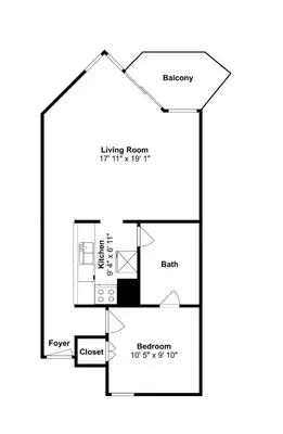 a floor plan of a small house at Sunbird Beach Resort #604 East in Panama City Beach
