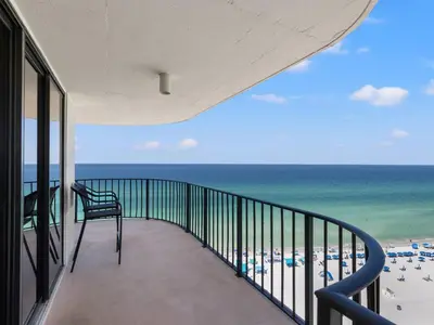 a balcony with a view of the beach at Edgewater Tower III #1212 in Panama City Beach