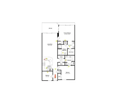 a floor plan of a house at Boardwalk #1008 in Panama City Beach